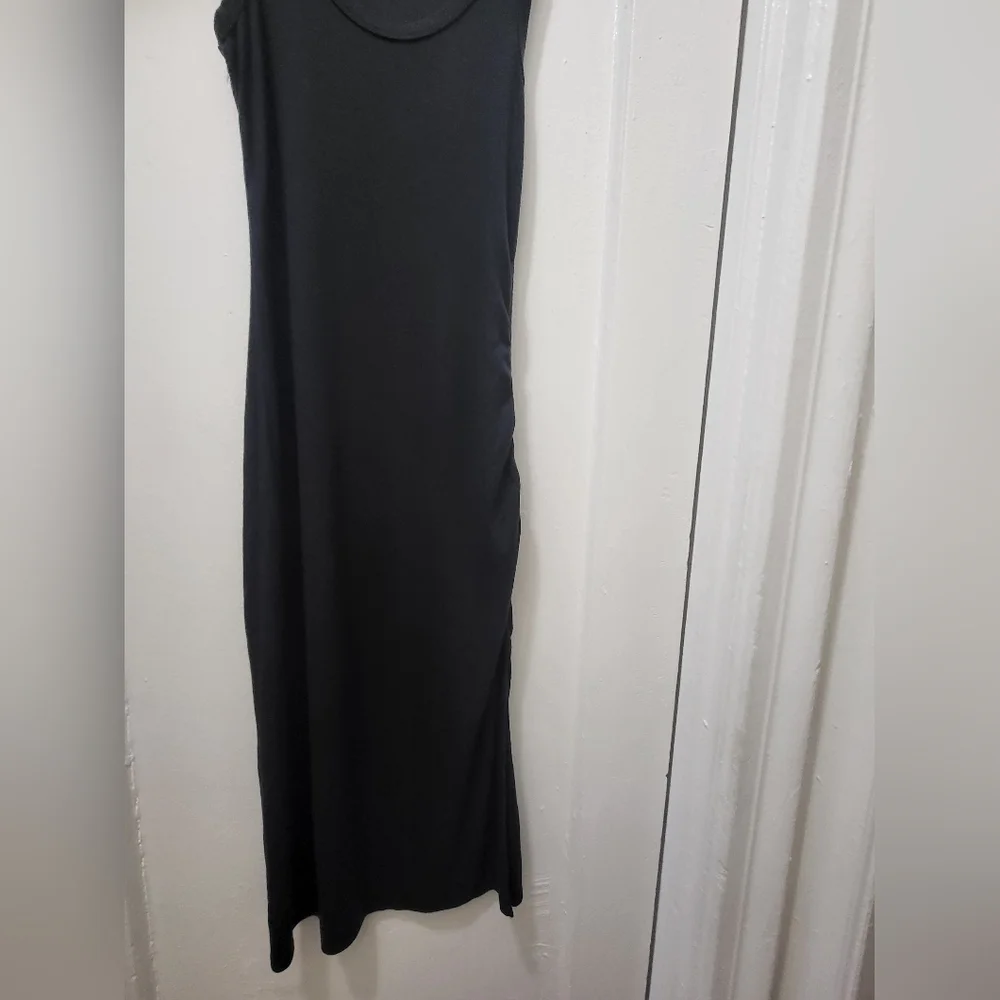 J. Crew Black Ruched Midi Dress